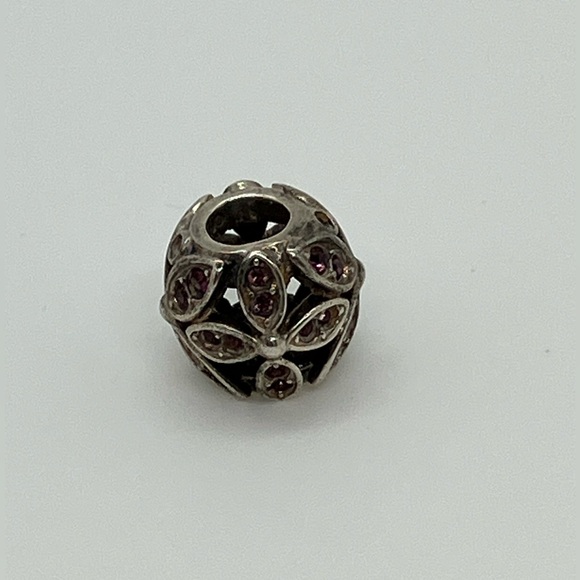 Chamilia 925 Sterling Silver Purple Swarovski Crystal Floral Charm Bead - Picture 2 of 4